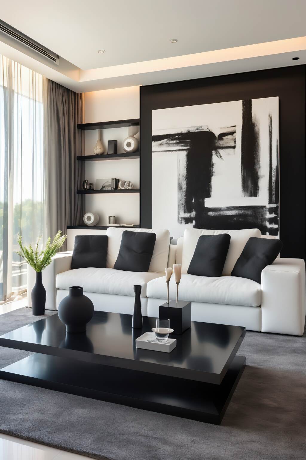 Modern Living Room Captivates With Its Black And White