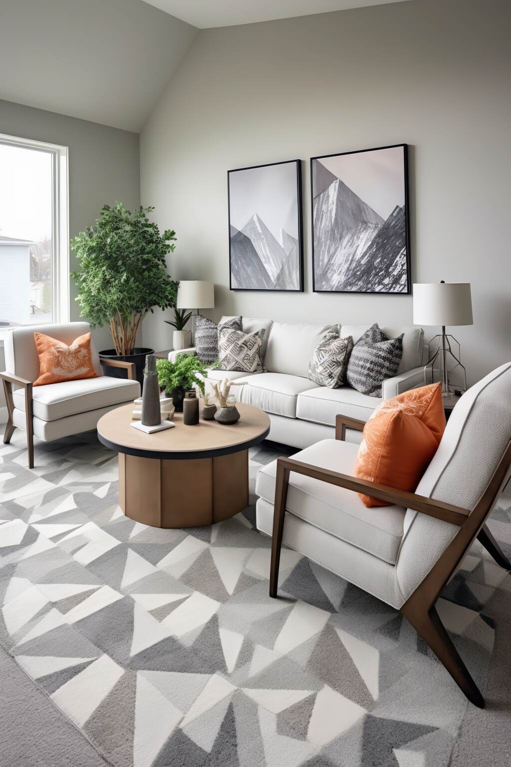 Modern Living Room Showcases Geometric Patterns