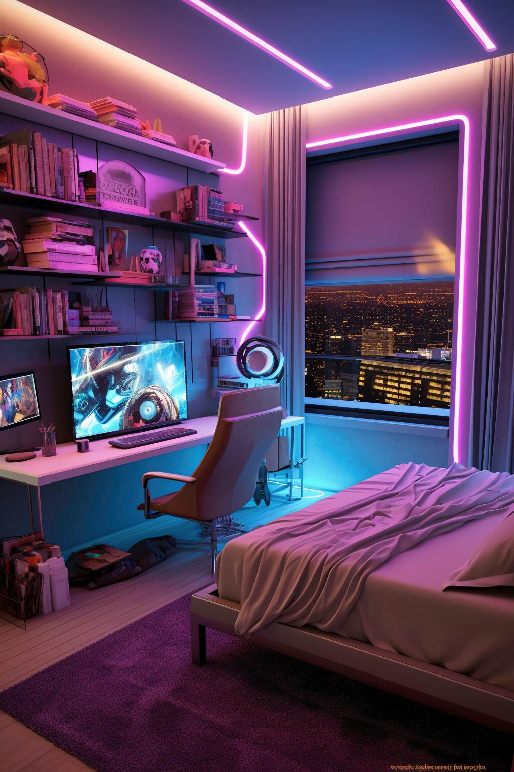 Neon Noir Nook Gaming Bedroom
