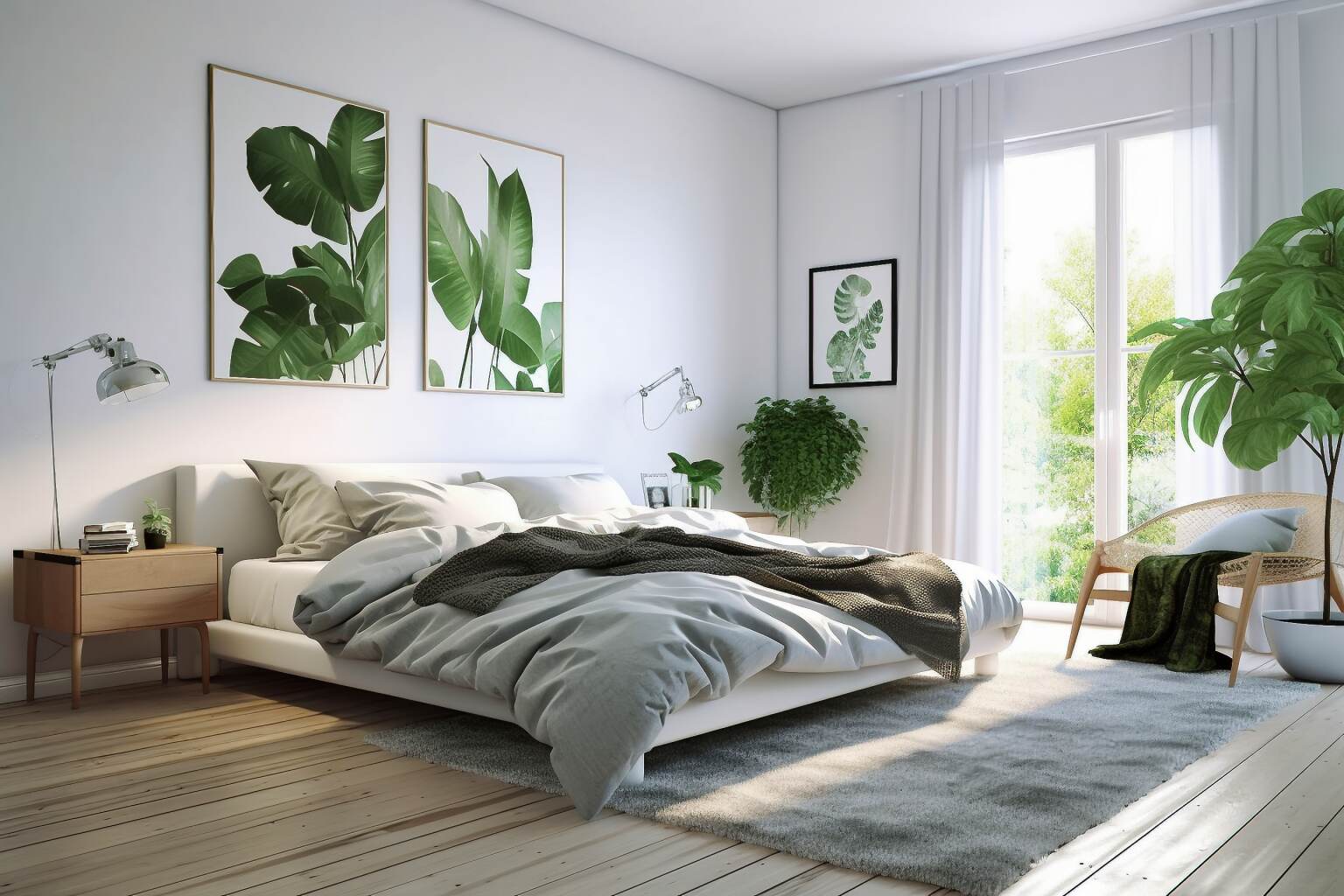 Scandinavian Bedroom Incorporating Living Elements