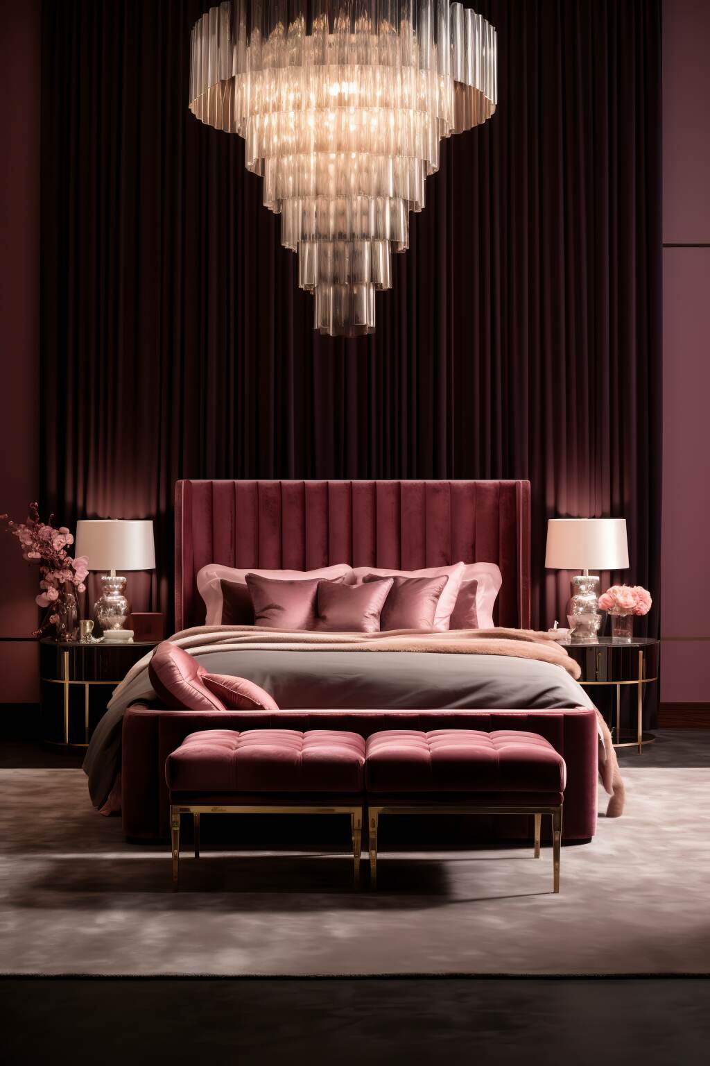 Bedroom Designed In A Posh Pomegranate Palette