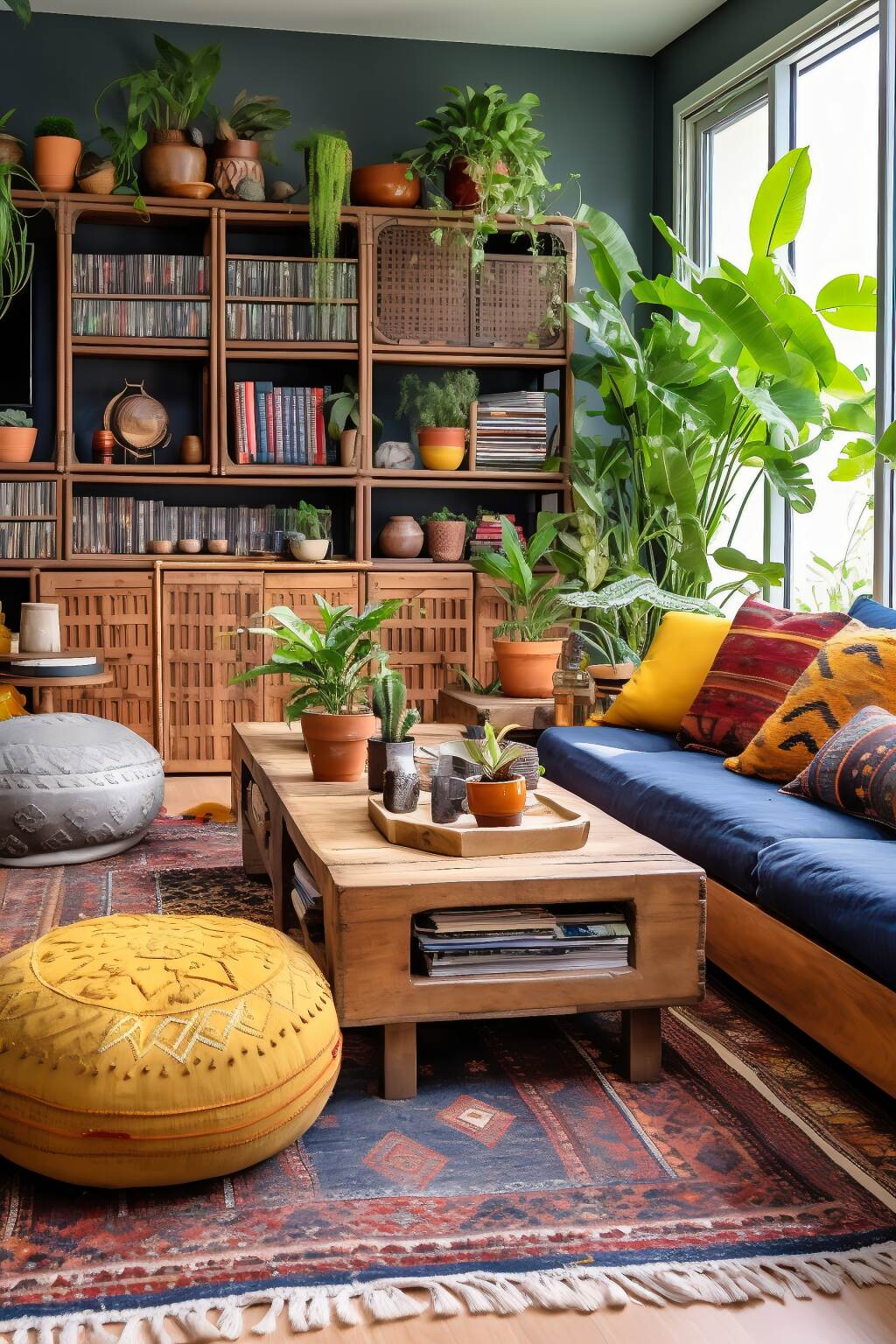 Captivating Bohemian Style Living Room Where A Vintage Oak