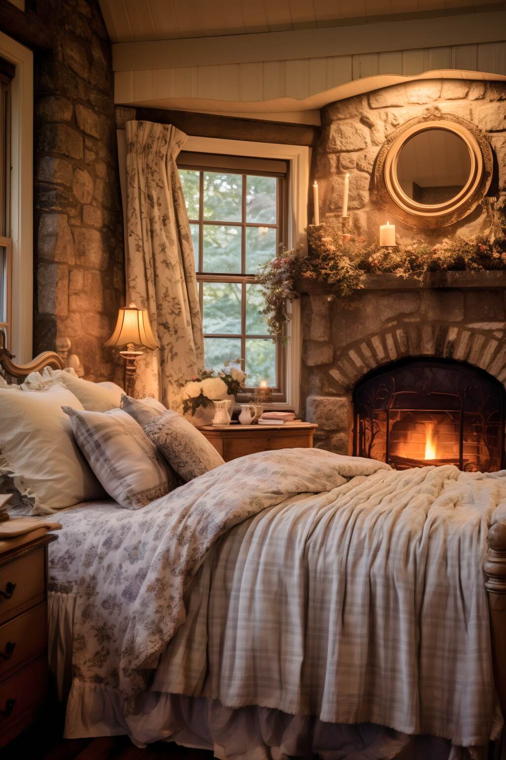 Cozy Cottage Style Bedroom Featuring A Soft Cream