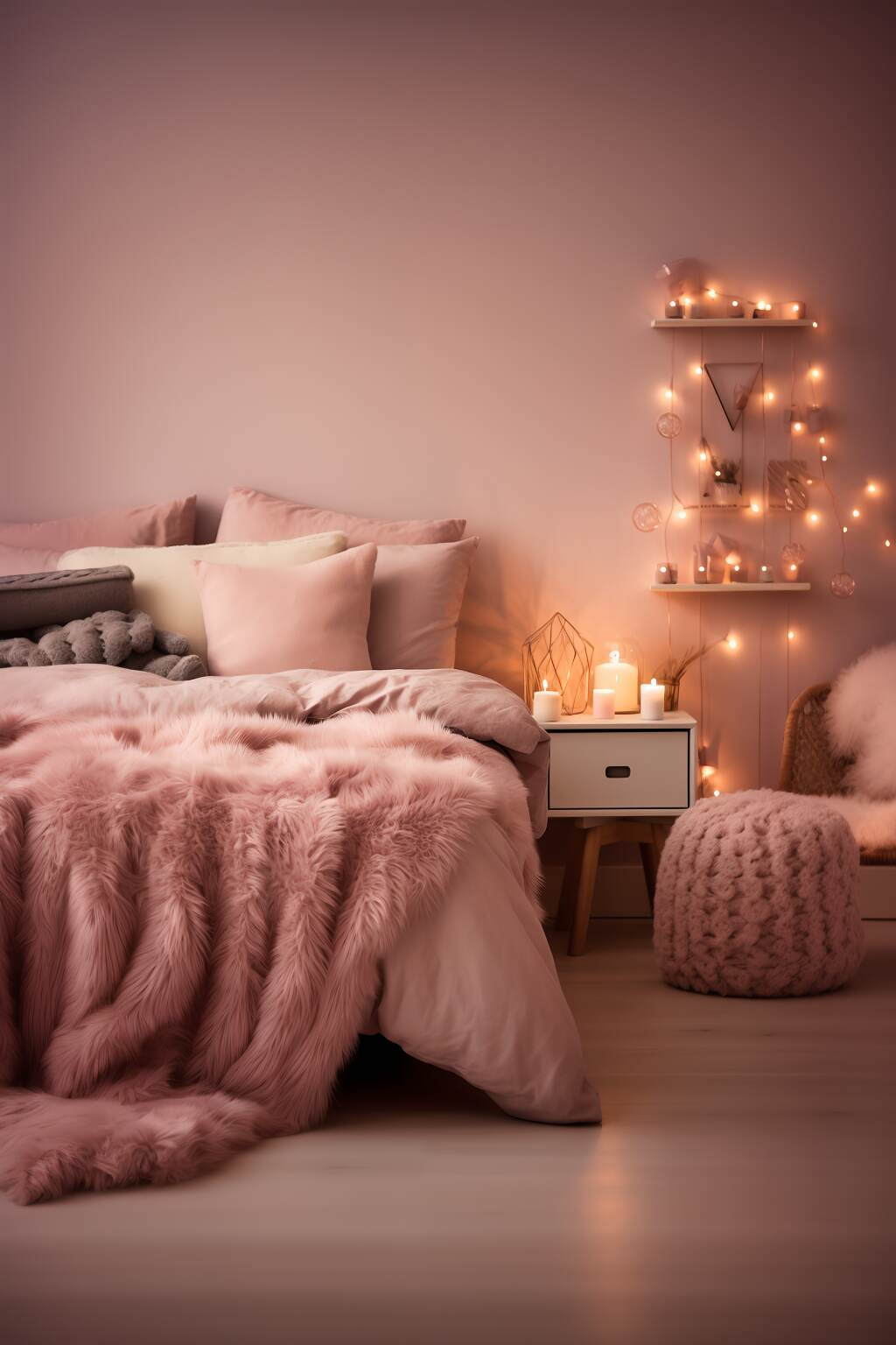 Cozy Dreamy Bedroom Painted In A Dusky Pink And Cream