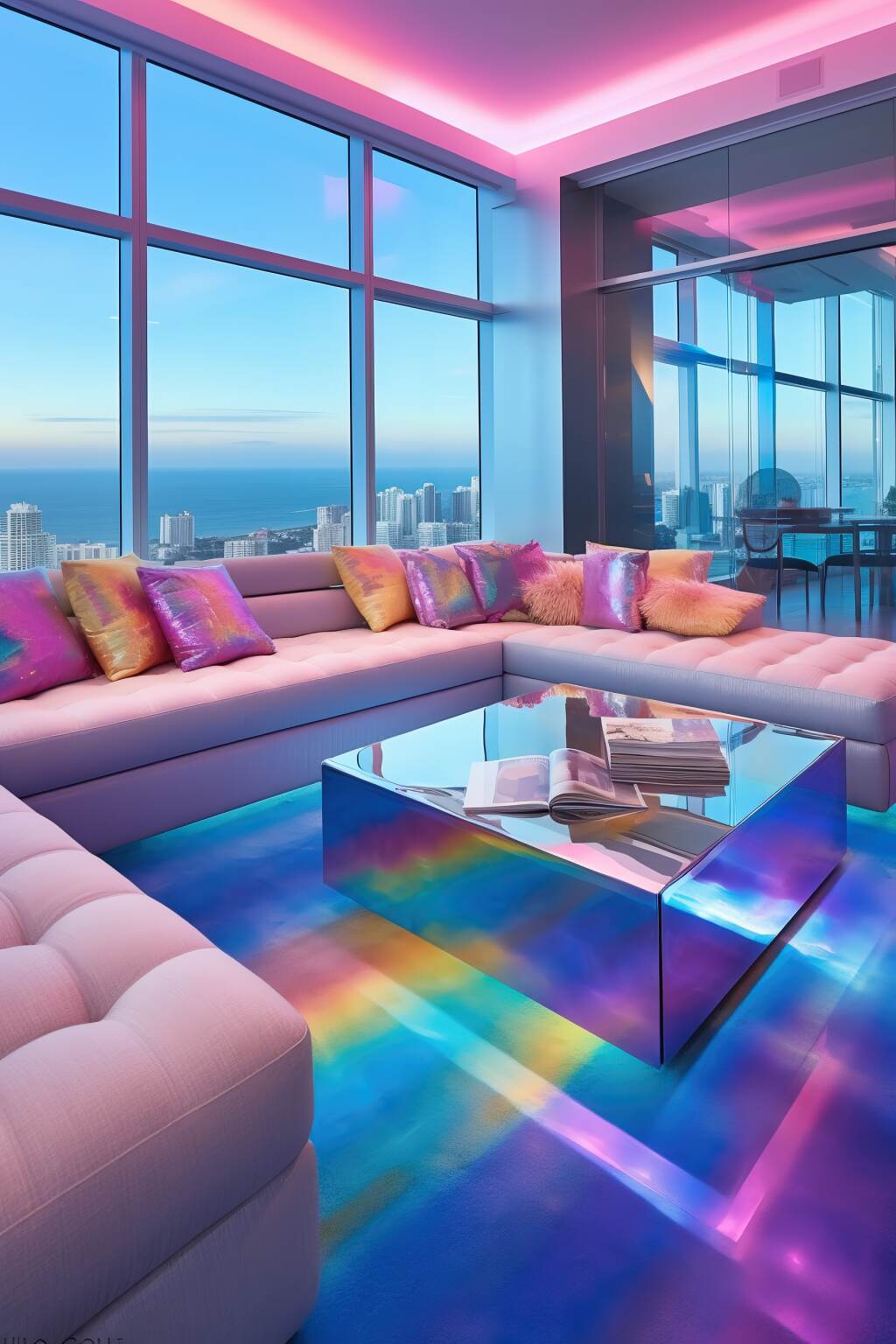 Dynamic Living Room Decked Out With Shimmering Holographic Lighting