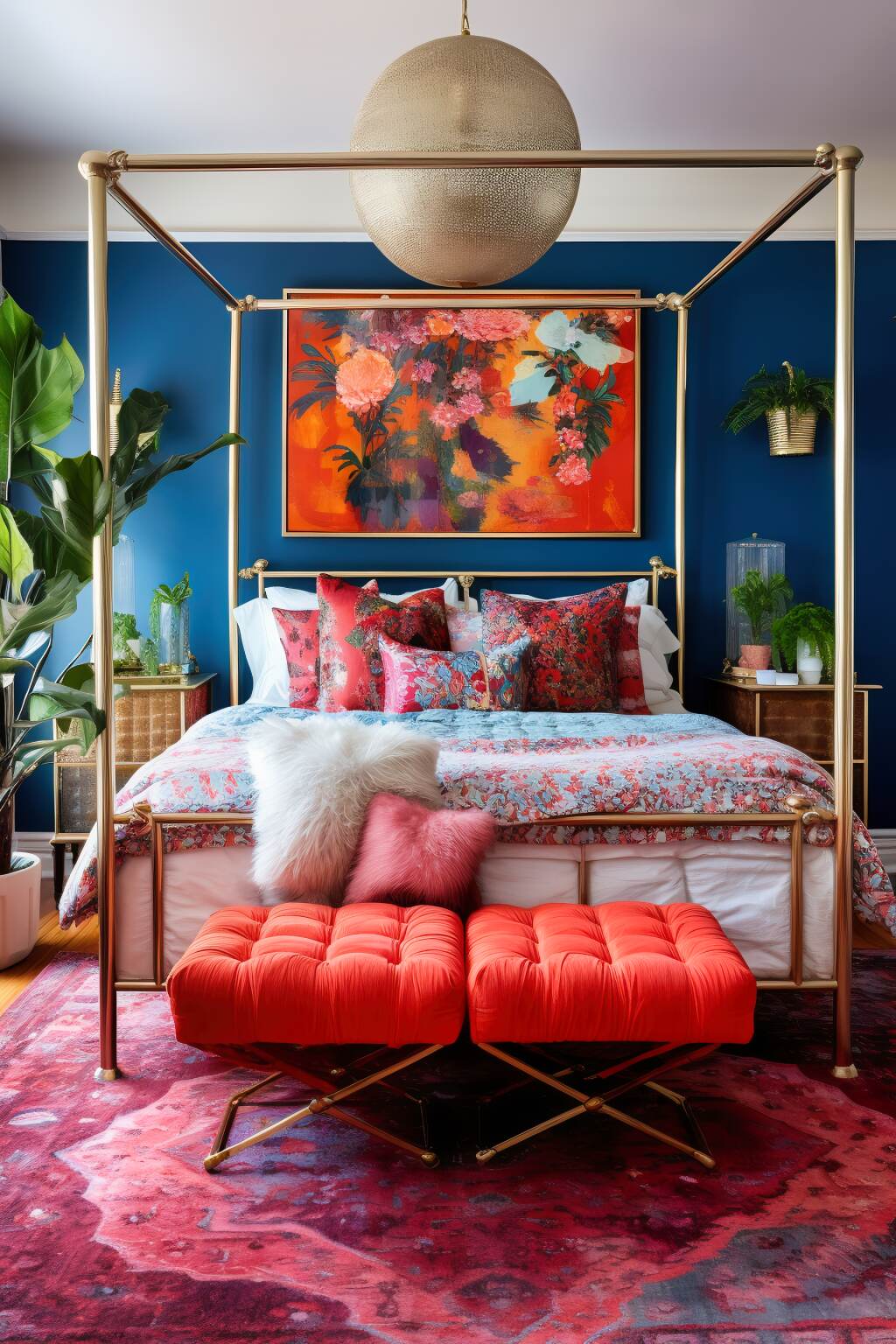 Eclectic Bohemian Inspired Bedroom Featuring A Colorful