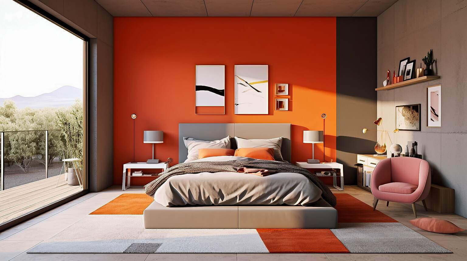 Image Of A Bedroom That Showcases Color Contrast