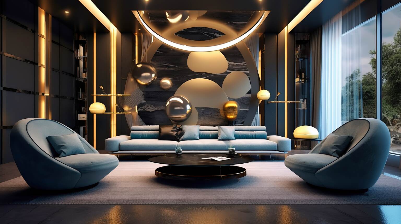Image Of A Sleek Futuristic Living Room