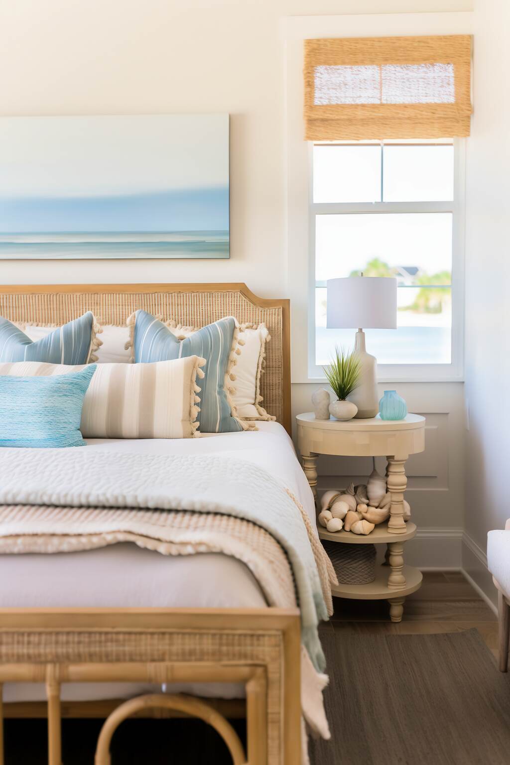 Sea Inspired Bedroom Featuring A Soothing Blue