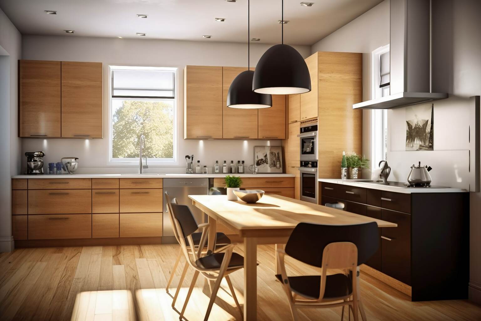 Snapshot Of A Scandinavian Style Kitchen With Metal And Wood