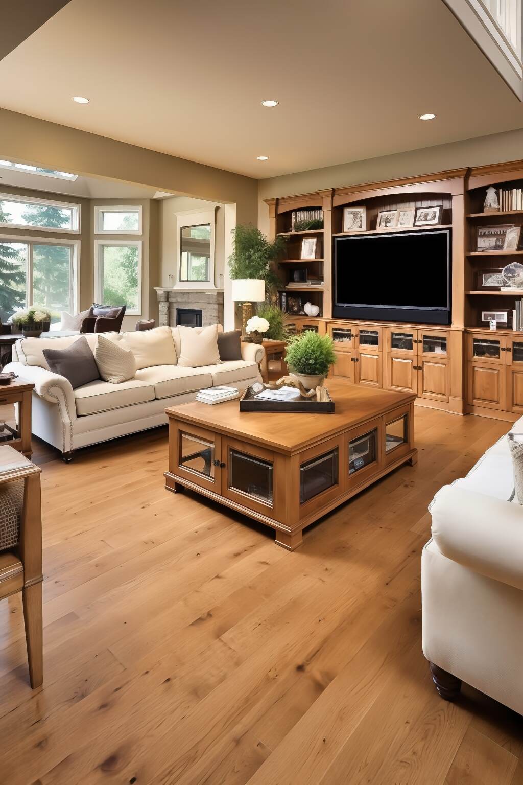 Spacious Open Concept Living Room Bathed