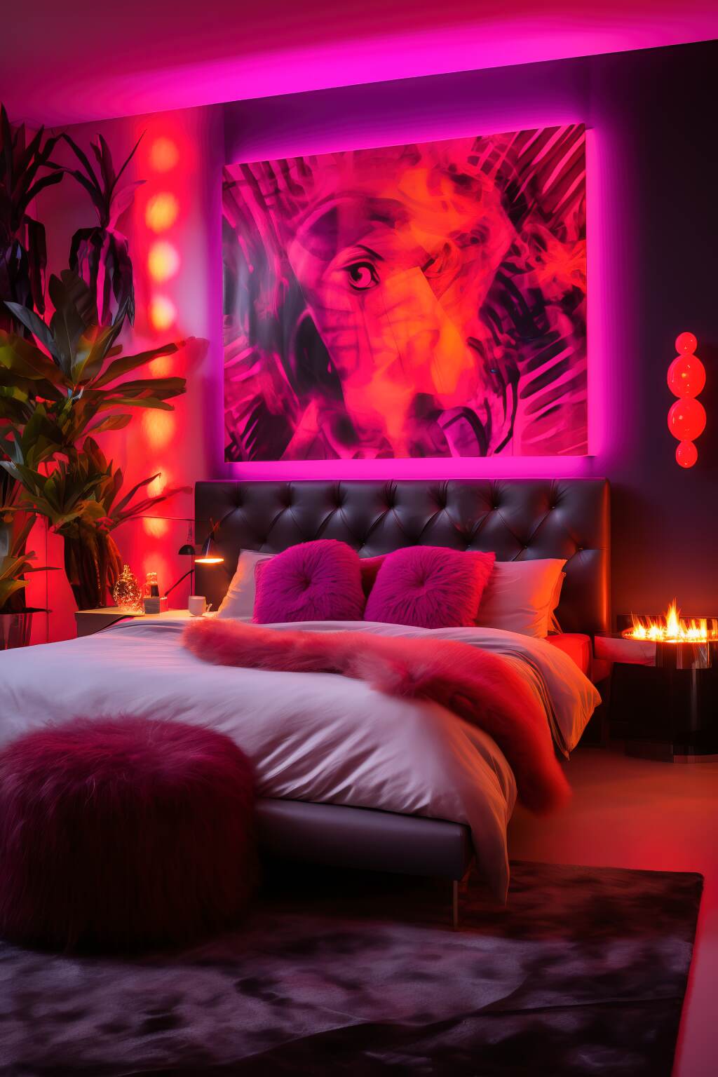 Vibrant Bedroom With A Fiery Fuchsia Feature Wall