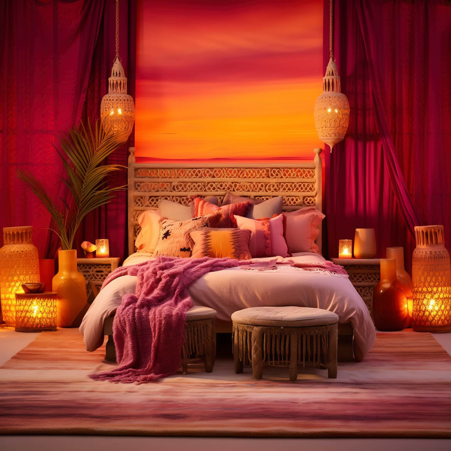 Boho Bedroom With Sunset Hues