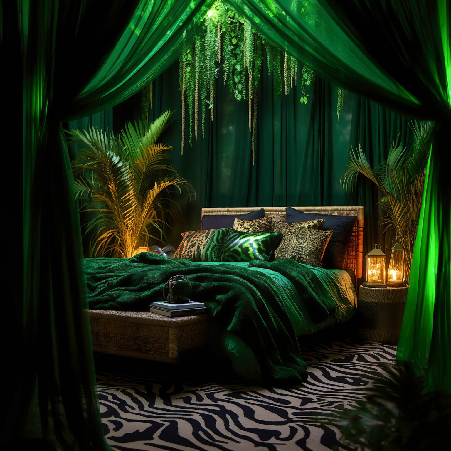 Midnight Jungle Boho Bedroom: