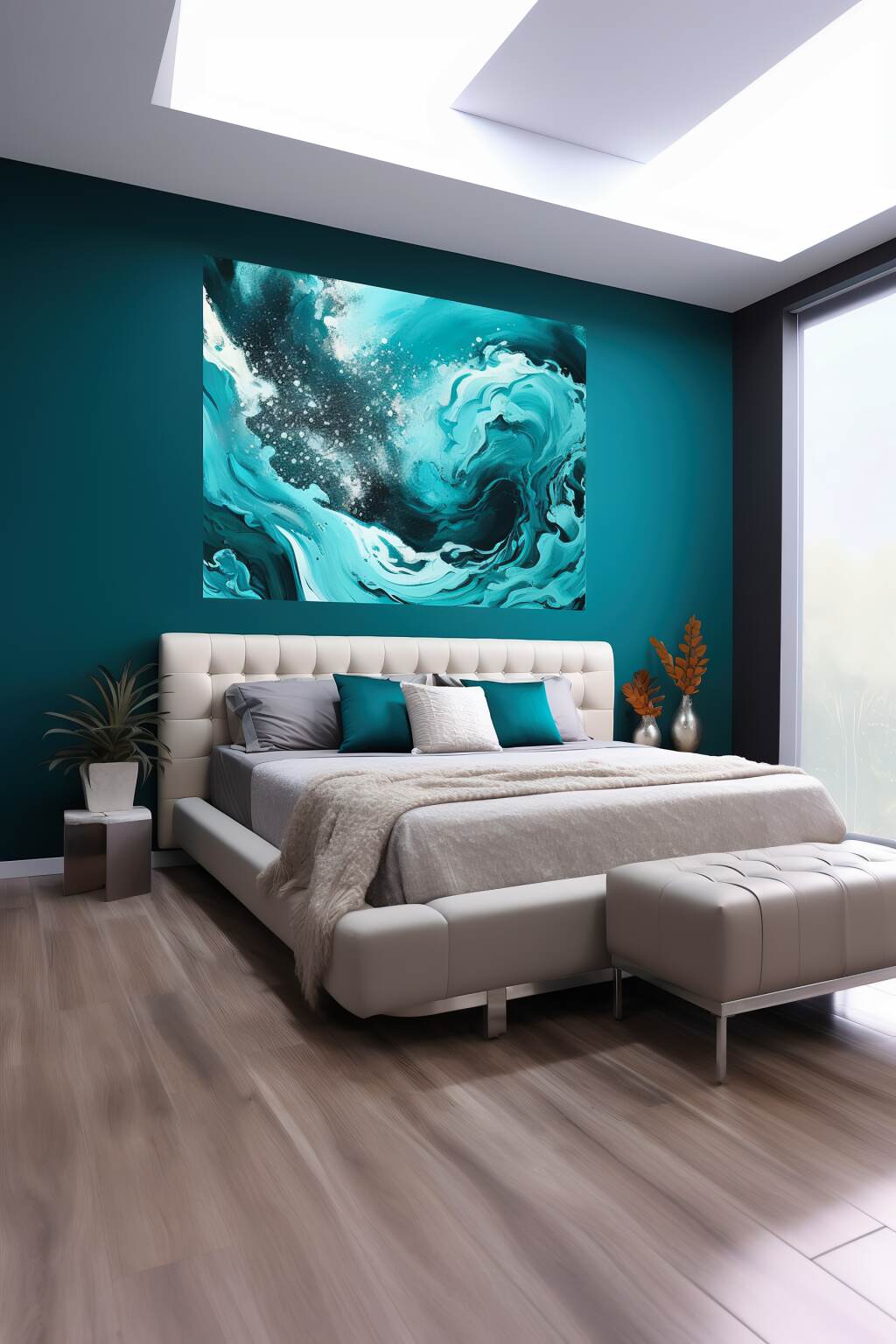 Artistic Teal Bedroom