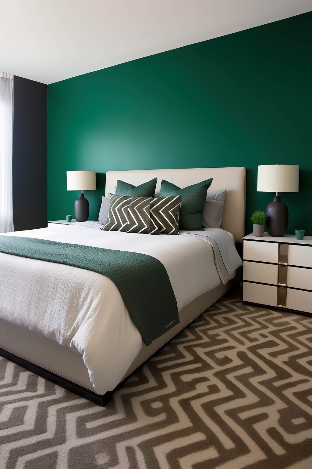 Balanced Modern Emerald Bedroom