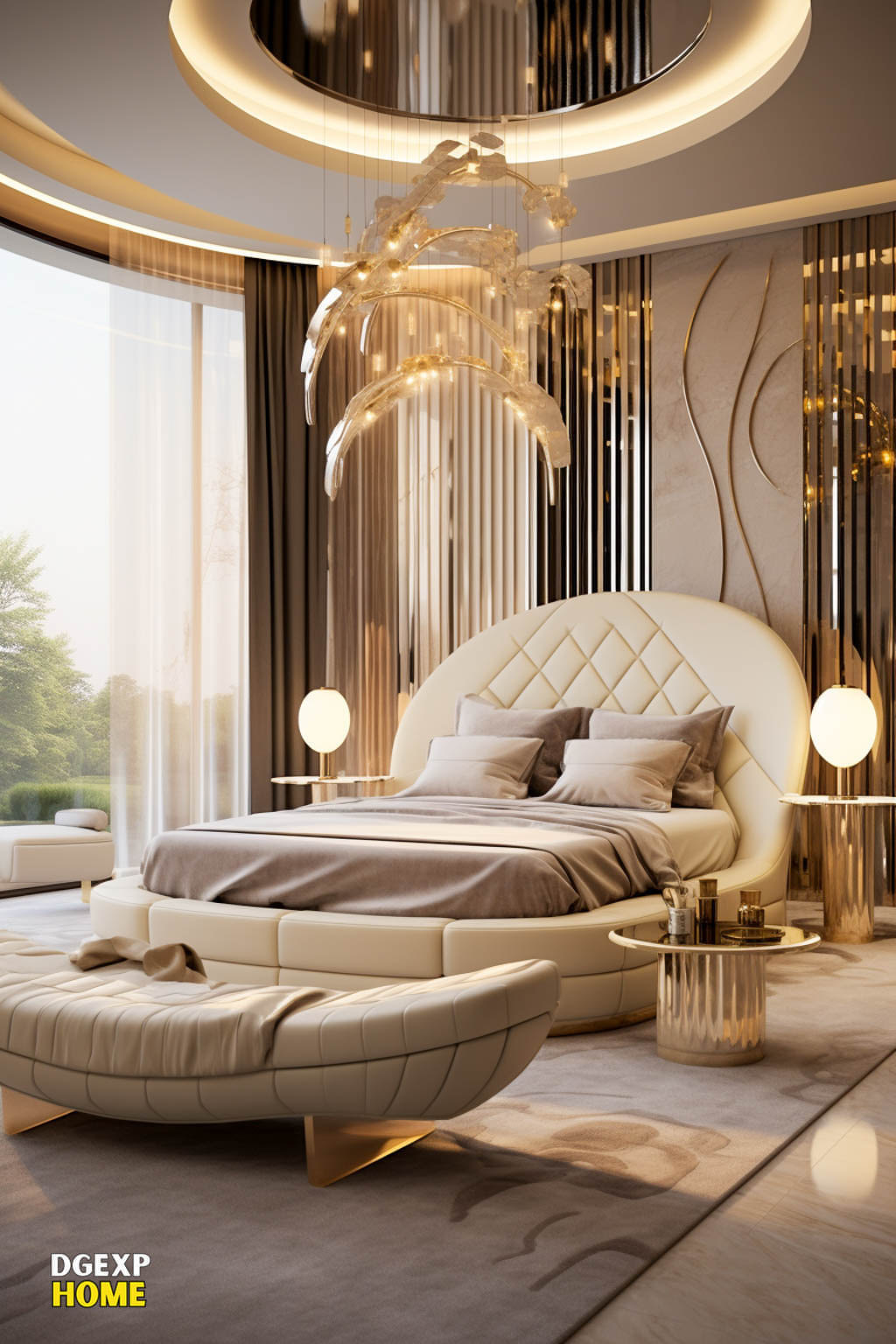 Beige And Gold Modern Master Bedroom