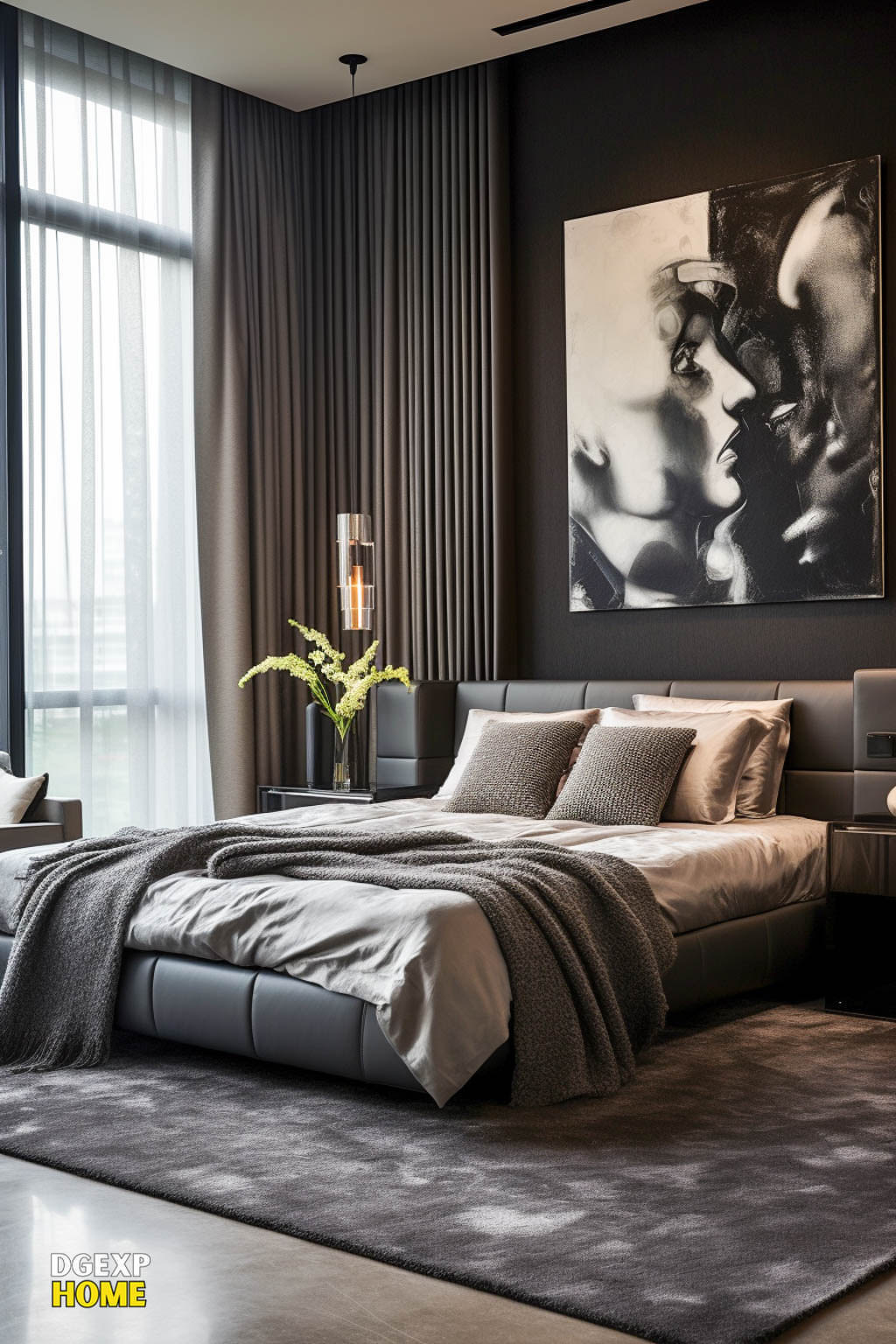 Black And Silver Modern Master Bedroom