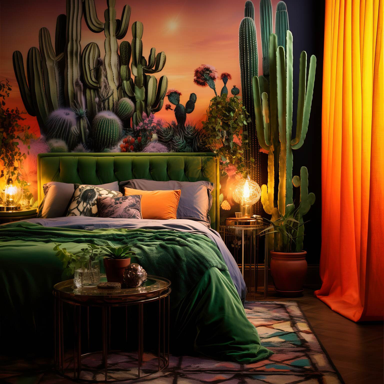 Cactus Vibrant Boho Bedroom