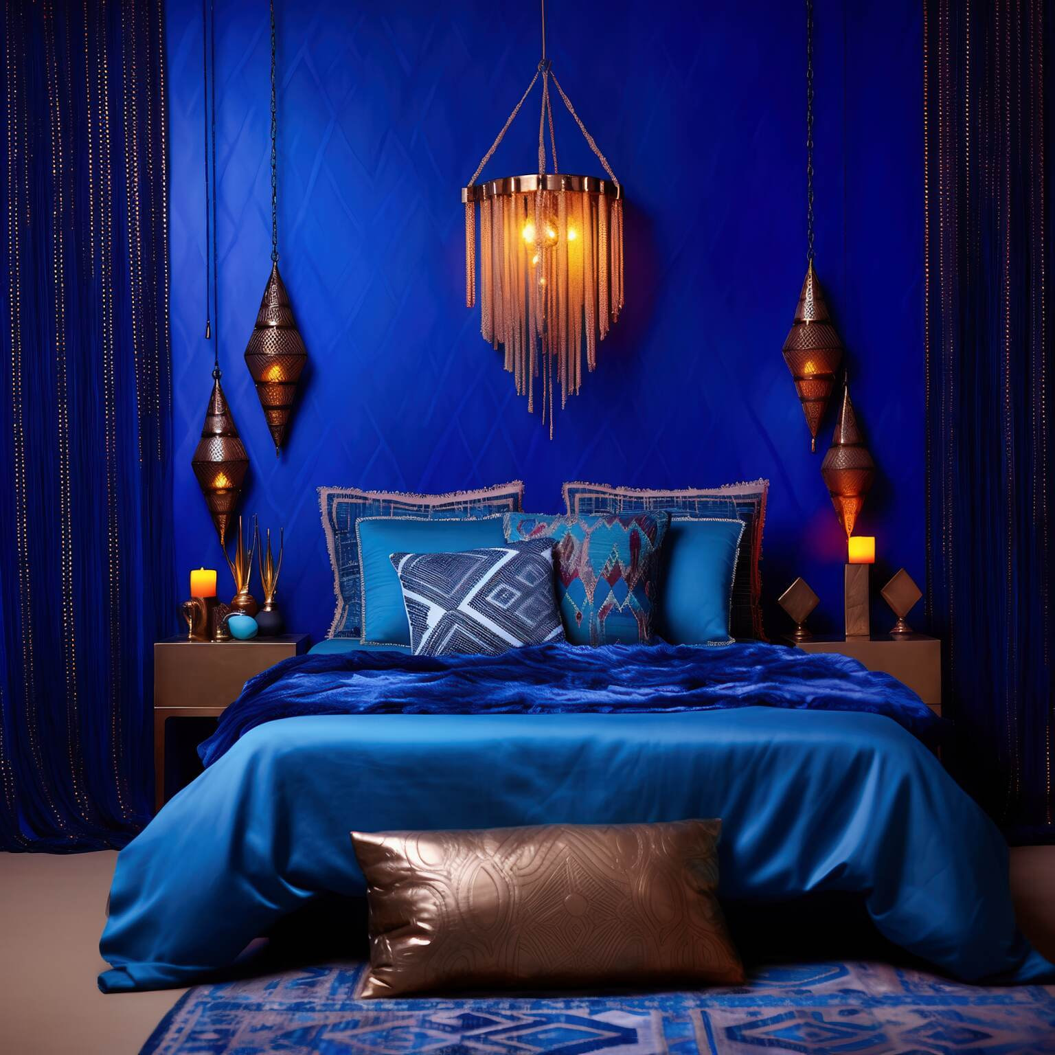Cobalt Vibrant Bold Boho Bedroom