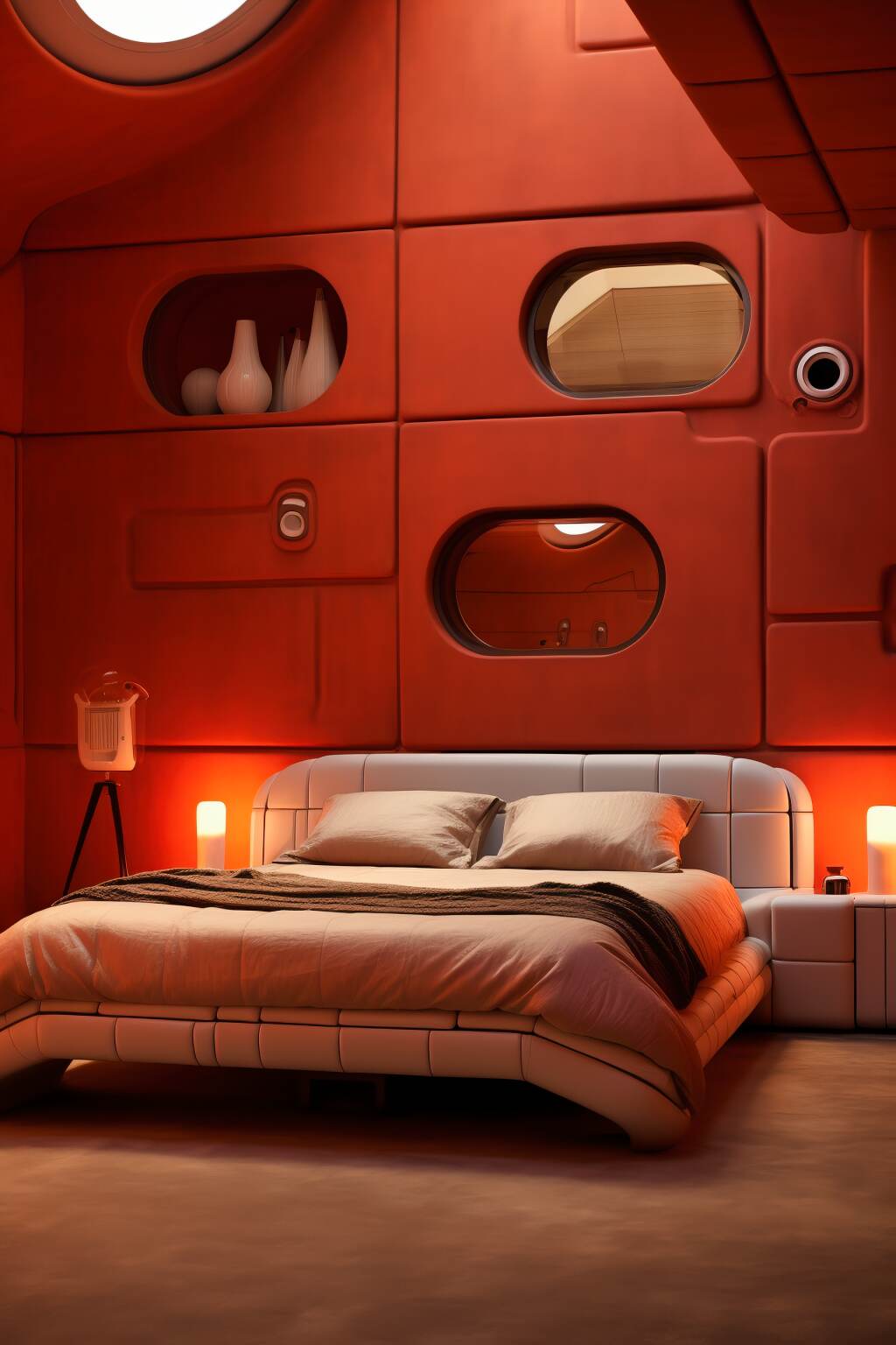 Futuristic Terracotta Bedroom