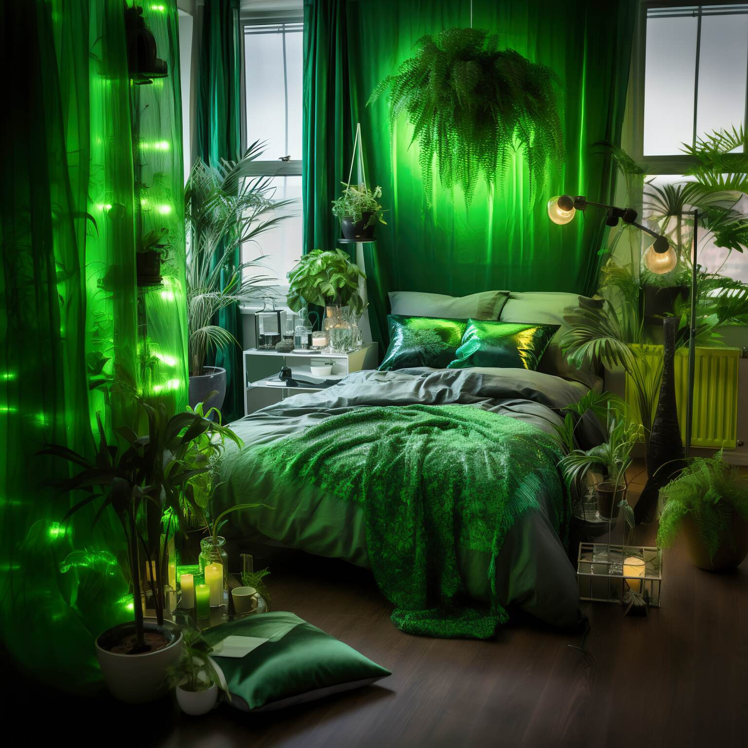 Green Neon Jungle Bedroom