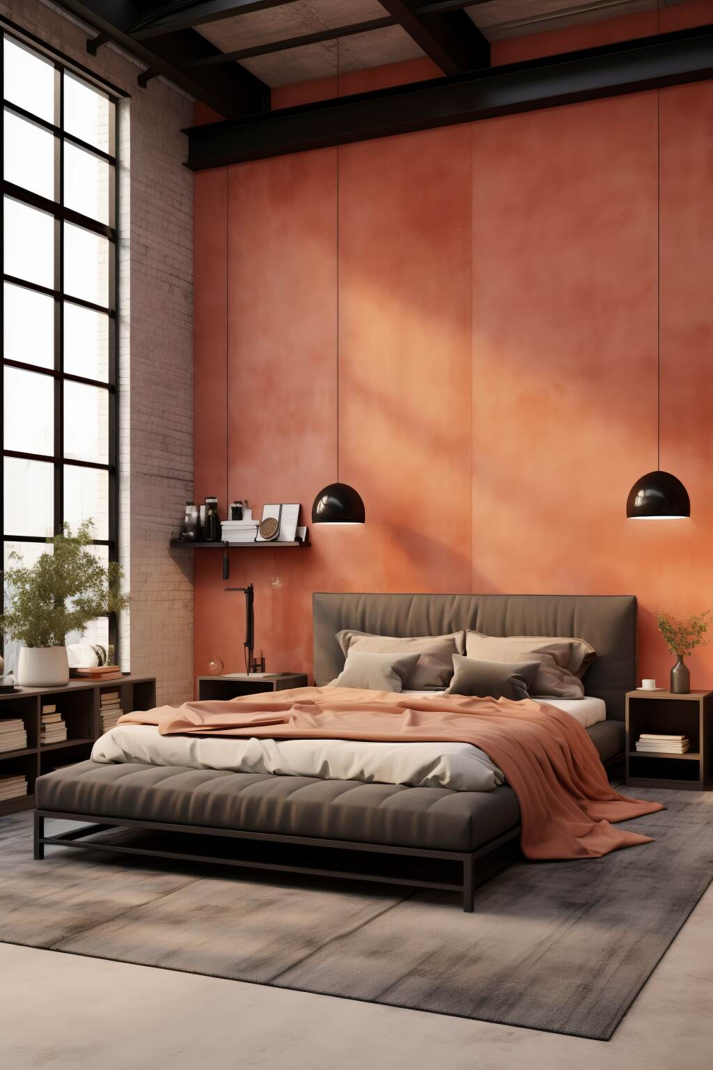 Industrial Terracotta Bedroom