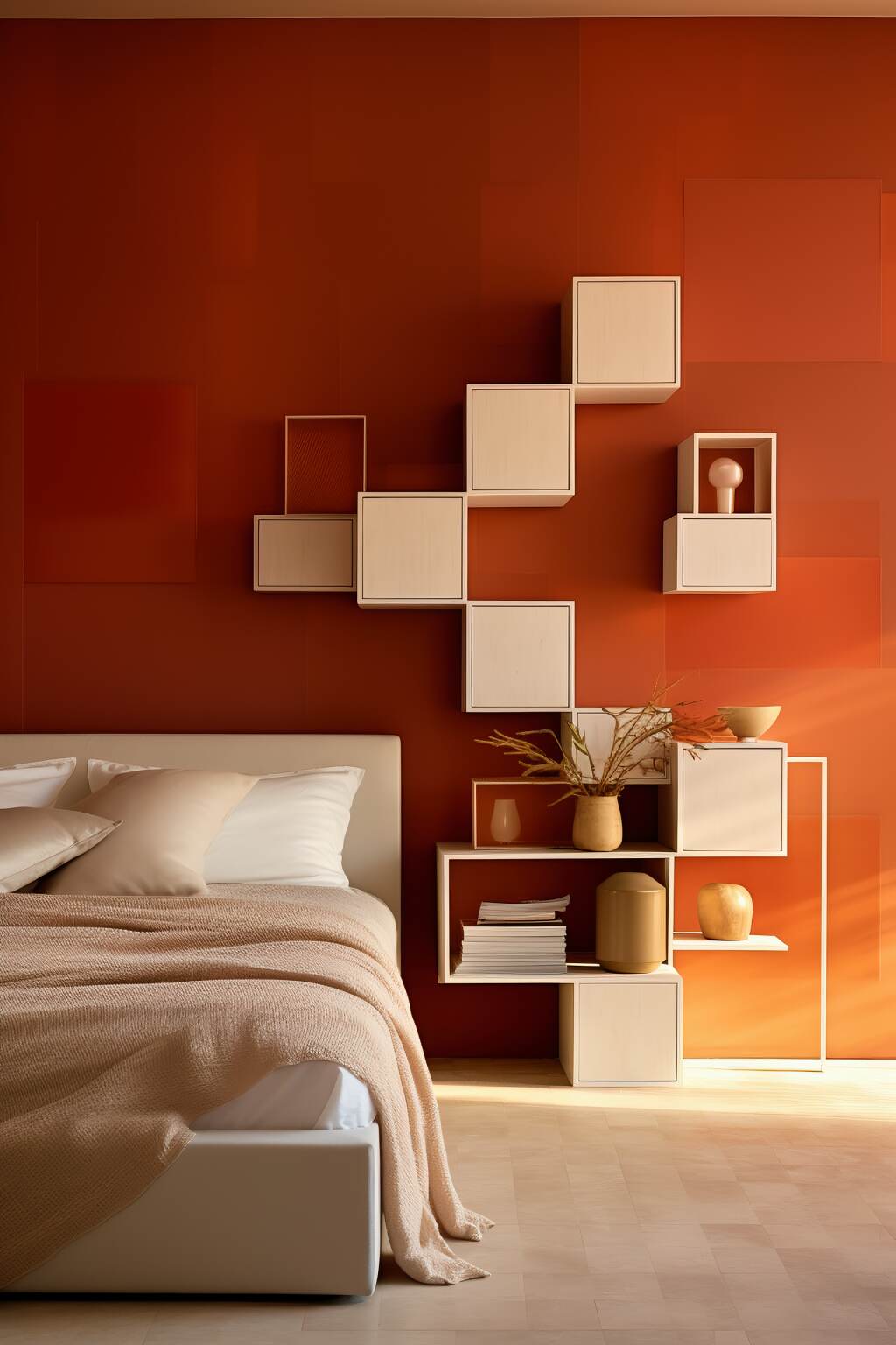 Modern Cube Terracotta Bedroom