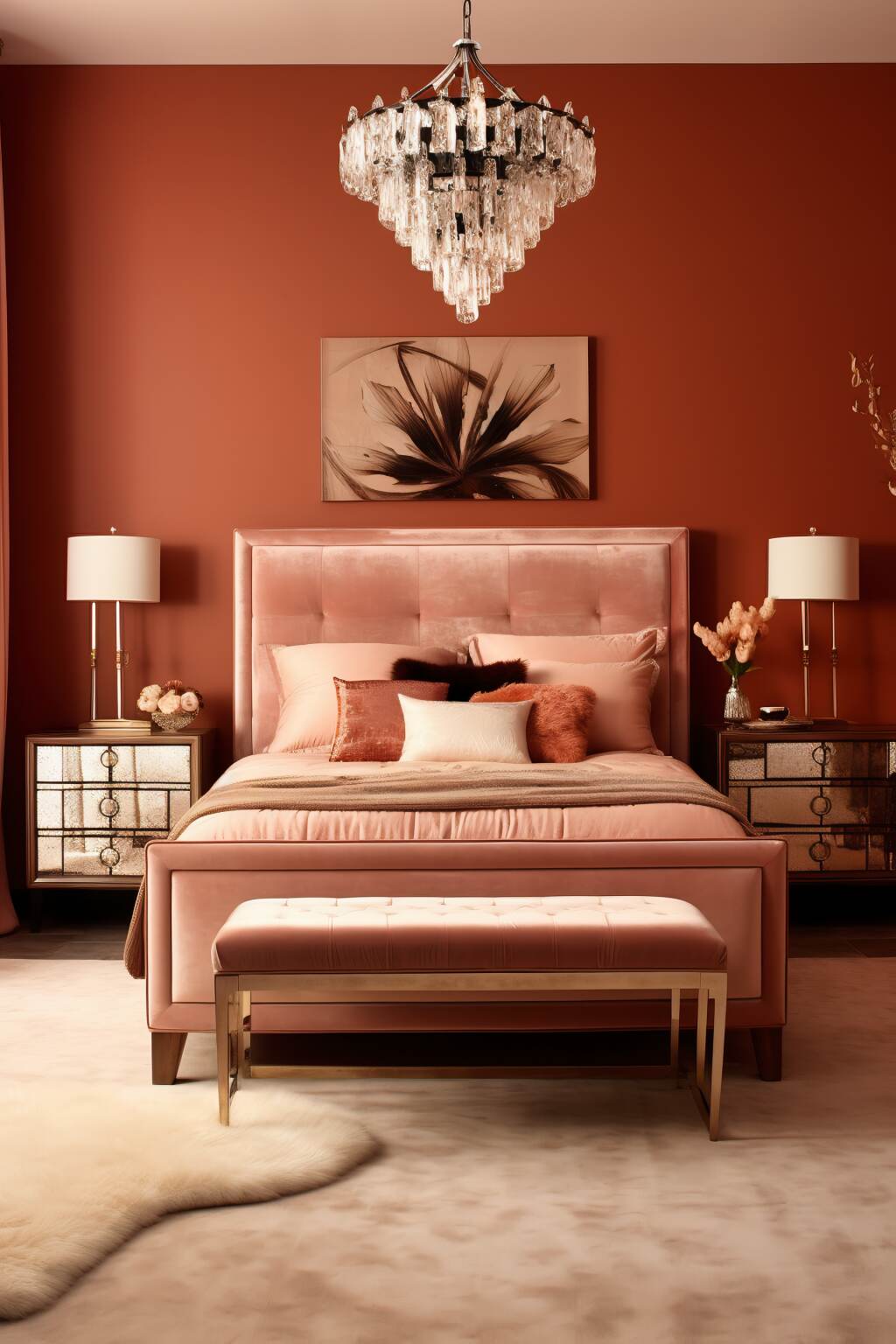 Modern Glam Terracotta Bedroom