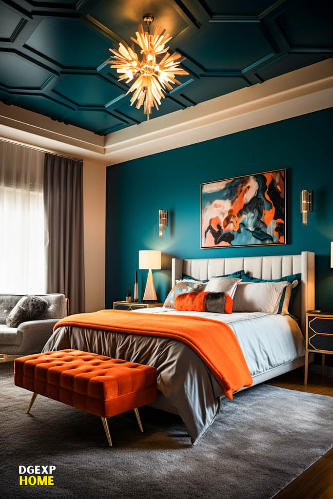 15 Teal & Orange Modern Bedroom Designs