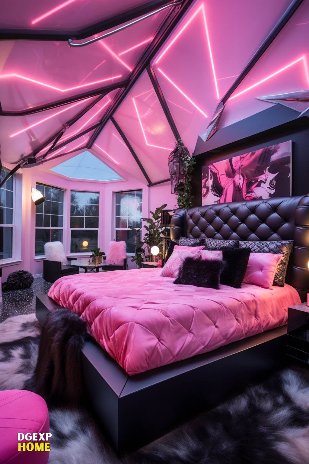 Pink And Black Modern Master Bedroom