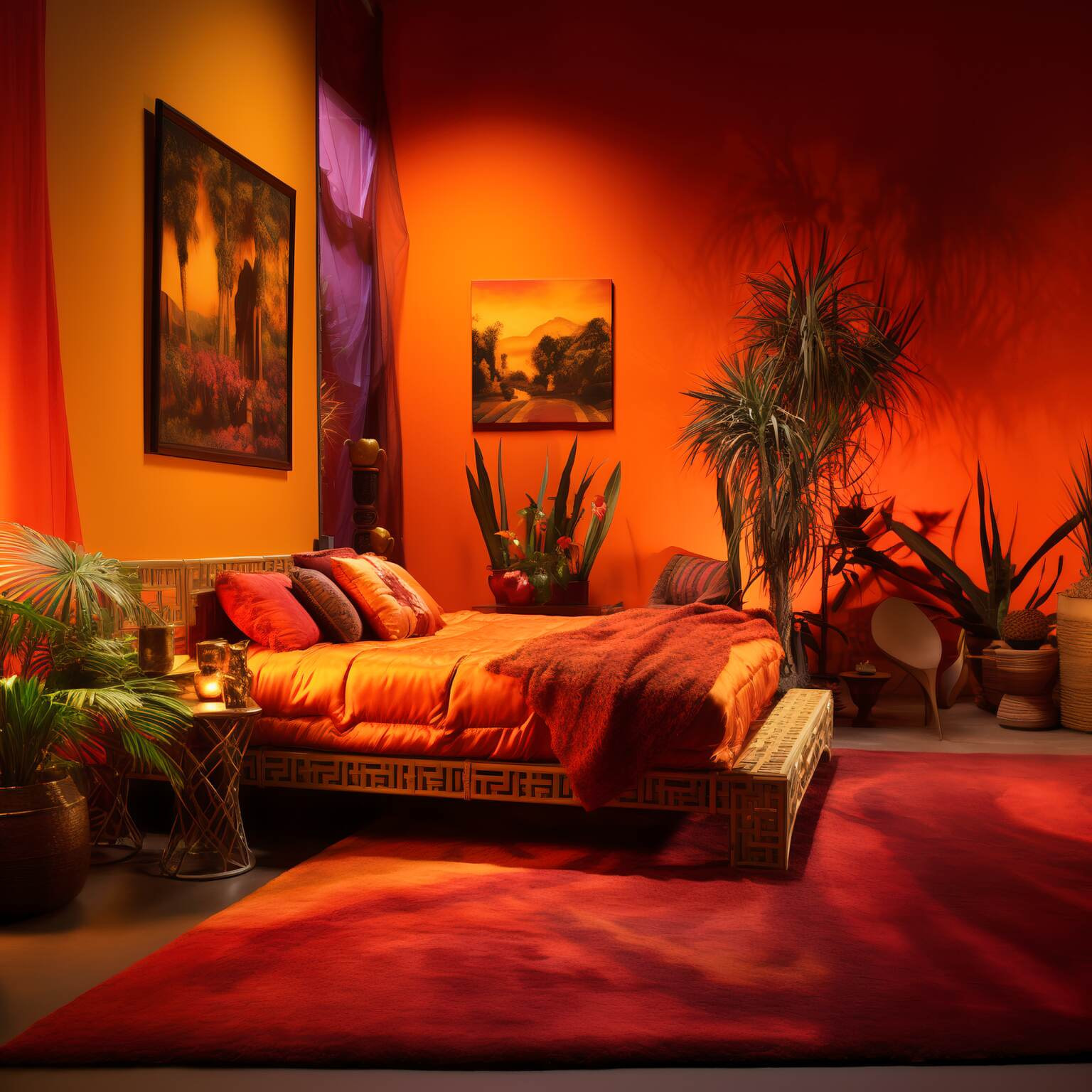 Vibrant Saffron Boho Bedroom