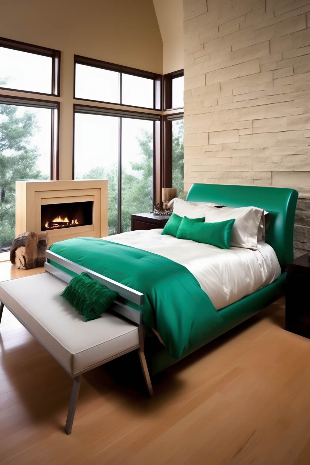 Secluded Modern Emerald Bedroom