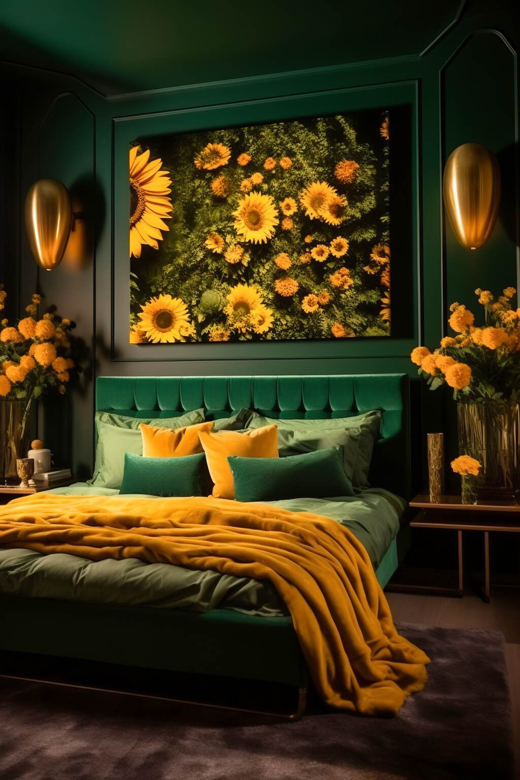 Sunflower Modern Emerald Bedroom