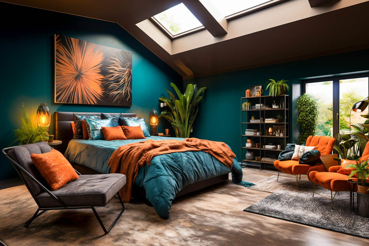 15 Teal &Amp; Orange Modern Bedroom Designs
