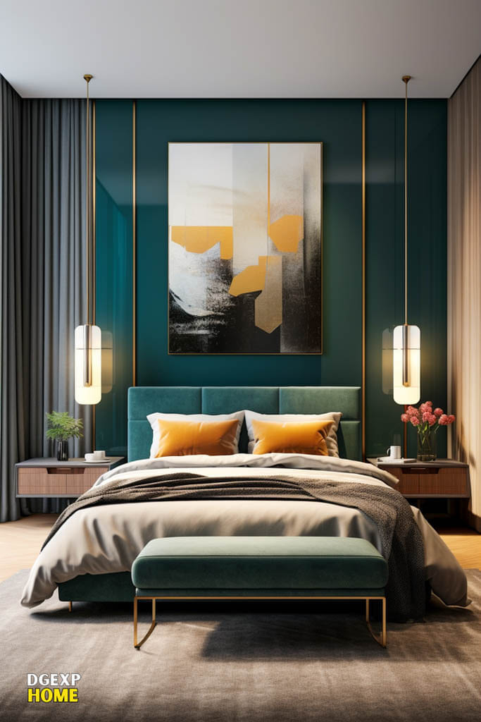 Teal &Amp; Terracotta Modern Bedroom