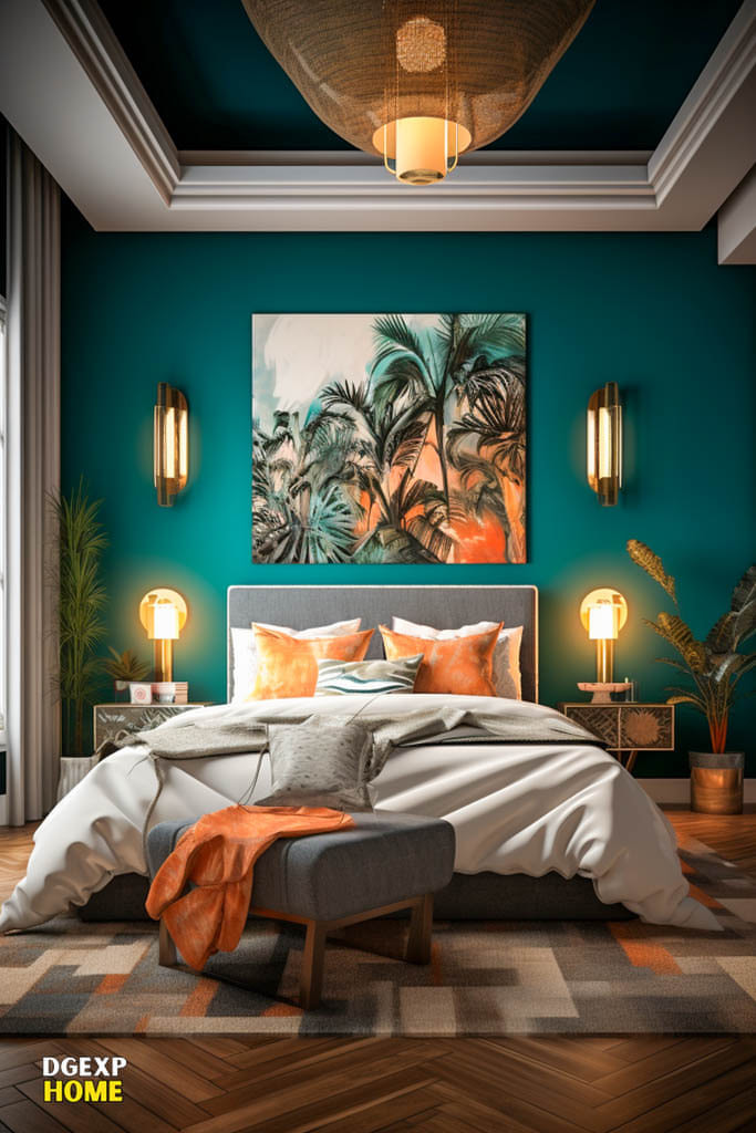 Teal &Amp; Coral Modern Boho Bedroom