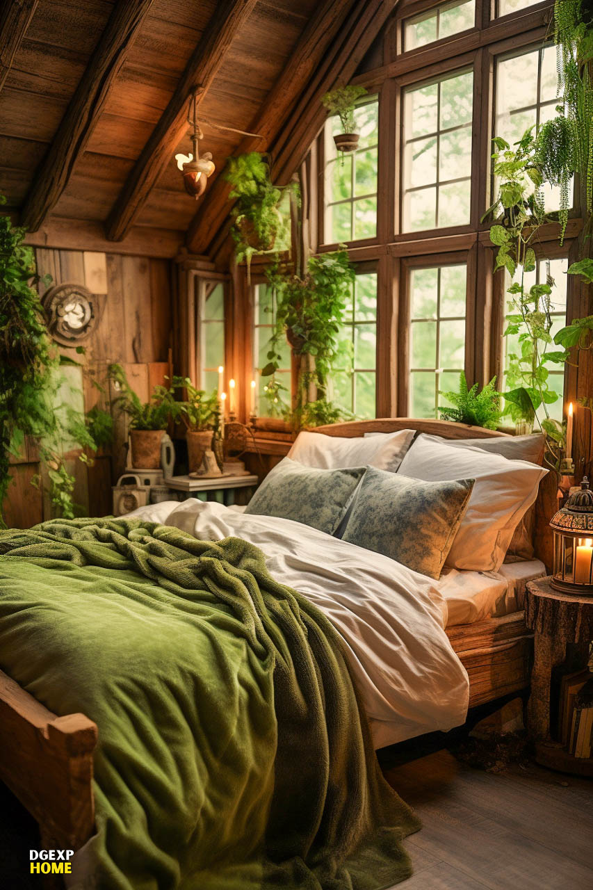 Green Rustic Medium Bedroom