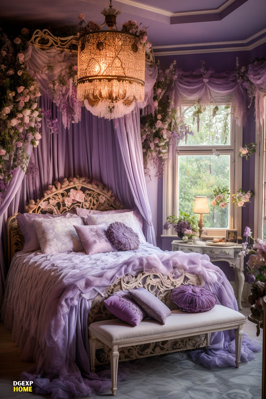 Purple Traditional Small Bedroom