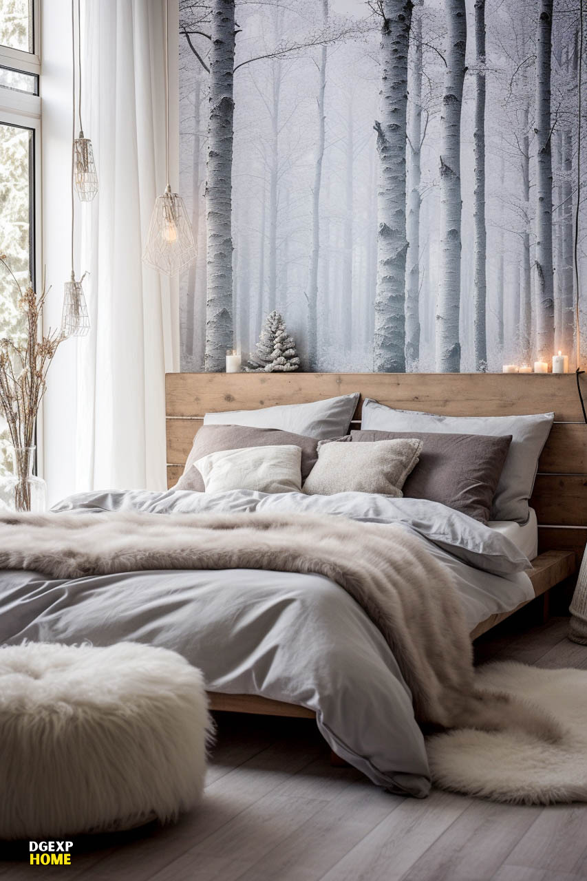 White Scandinavian Alpine Medium Bedroom