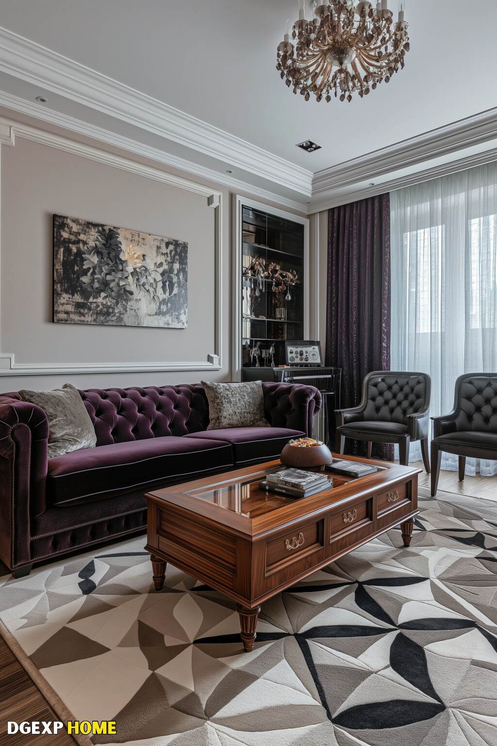 Elegant Art Nouveau Living Room With High Ceilings And Timeless Decor.