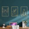 3 Pcs Gold Metal Female Body Wall Art