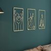 3 Pcs Gold Metal Female Body Wall Art