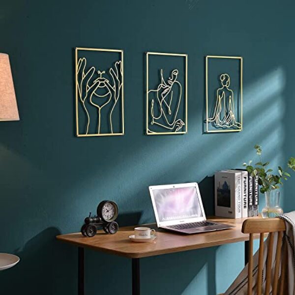3 Pcs Gold Metal Female Body Wall Art