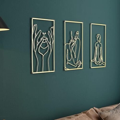 3 Pcs Gold Metall Weiblicher Körper Wandkunst