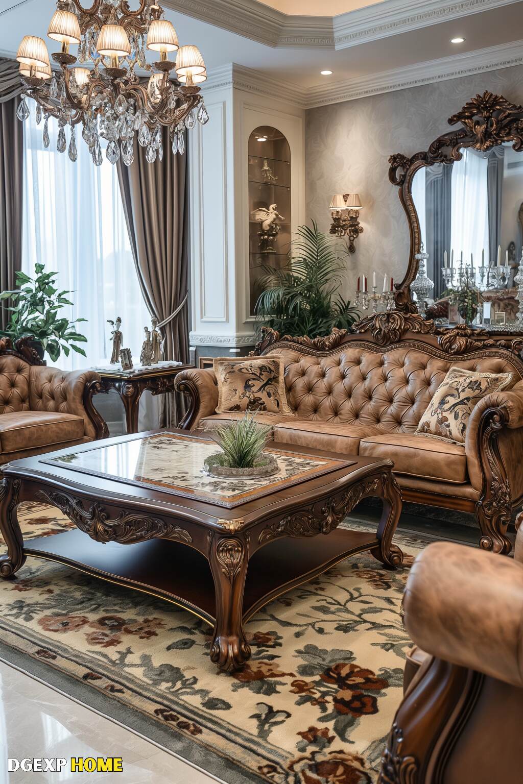 Opulent Art Nouveau Living Room With Intricate Details And Luxurious Furnishings.