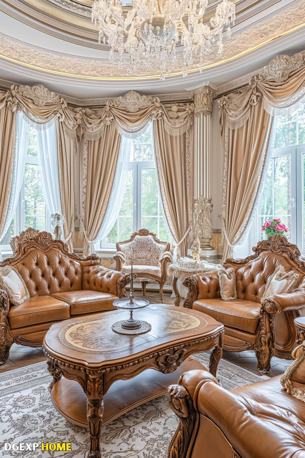 Grand Gold Art Nouveau Living Room With Elegant Gold Accents And Sumptuous Furnishings.