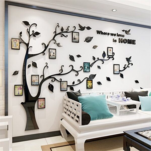 3D DIY Tree Wall Sticker with Photo Frames, Black