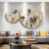 3D Ginkgo Leaf Metal Wall Art - Gold, 110x67 cm