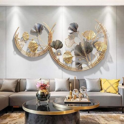 3D Ginkgo Leaf Metal Wall Art - Gold, 110X67 Cm